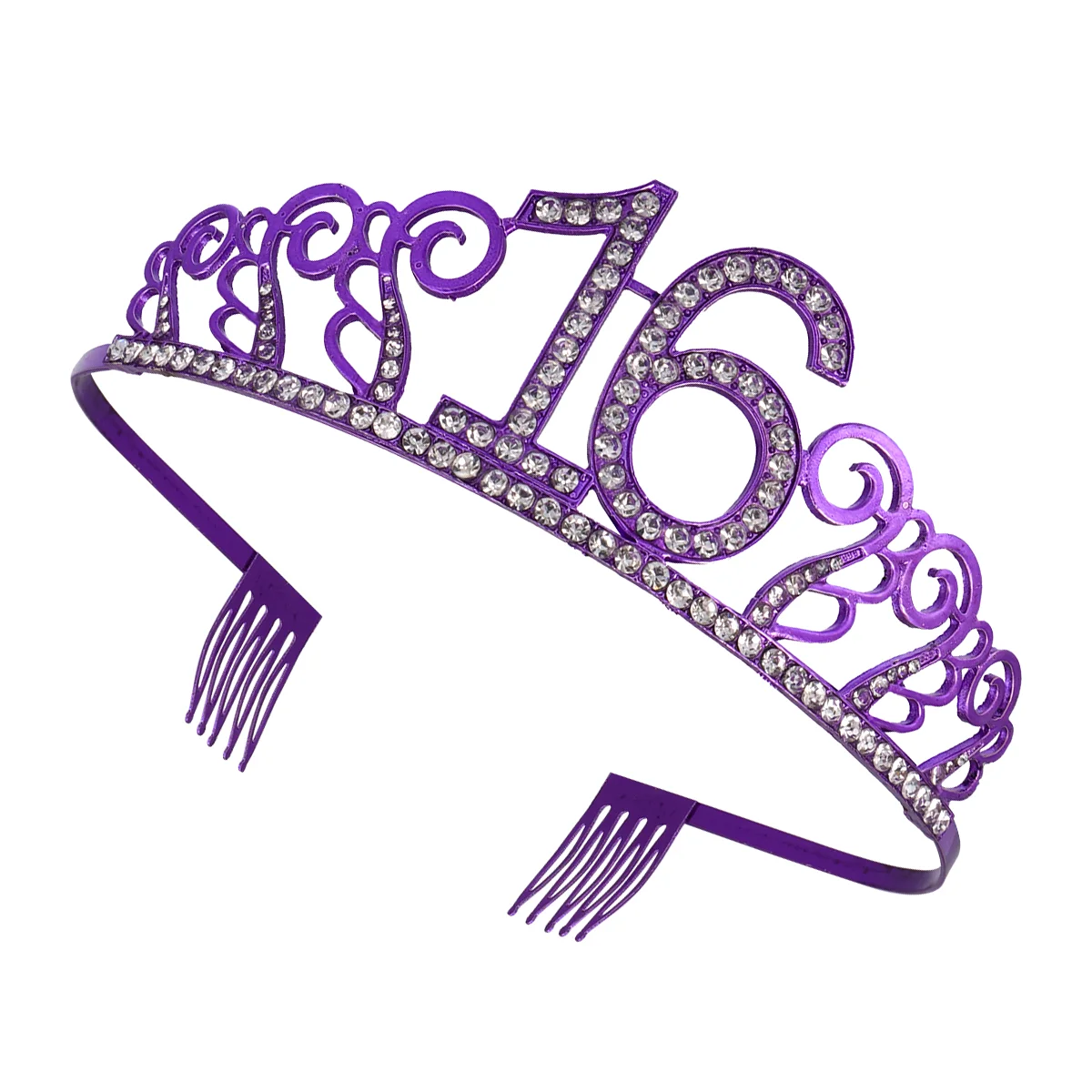 

Birthday 50Th Women Tiara Crystal Headdress Gift Decoration Headband Decorations Delicate Headwear Hair Purpletiara Cake 50Rd