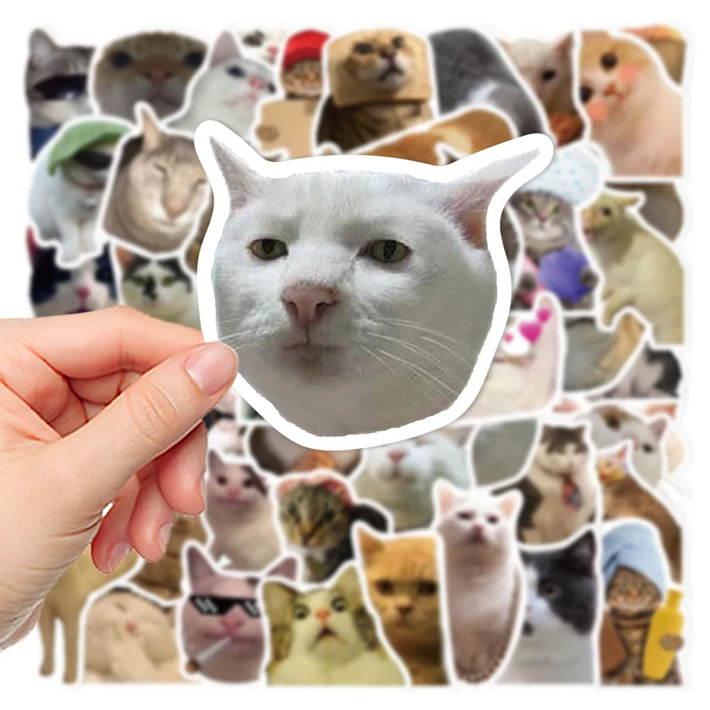 10/50Pcs Funny Cat Stickers Meme Scrapbook Suitcase Skateboard Laptop Graffiti Luggage Decal Animal Children Stickers Toy Gift