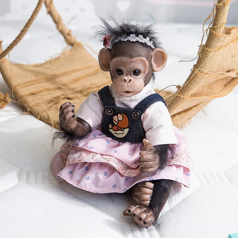 

46CM Reborn Monkey Baby Orangutans Lifelike Soft Touch Cuddly Soft Body Doll Collectible Art Gifts for Adults