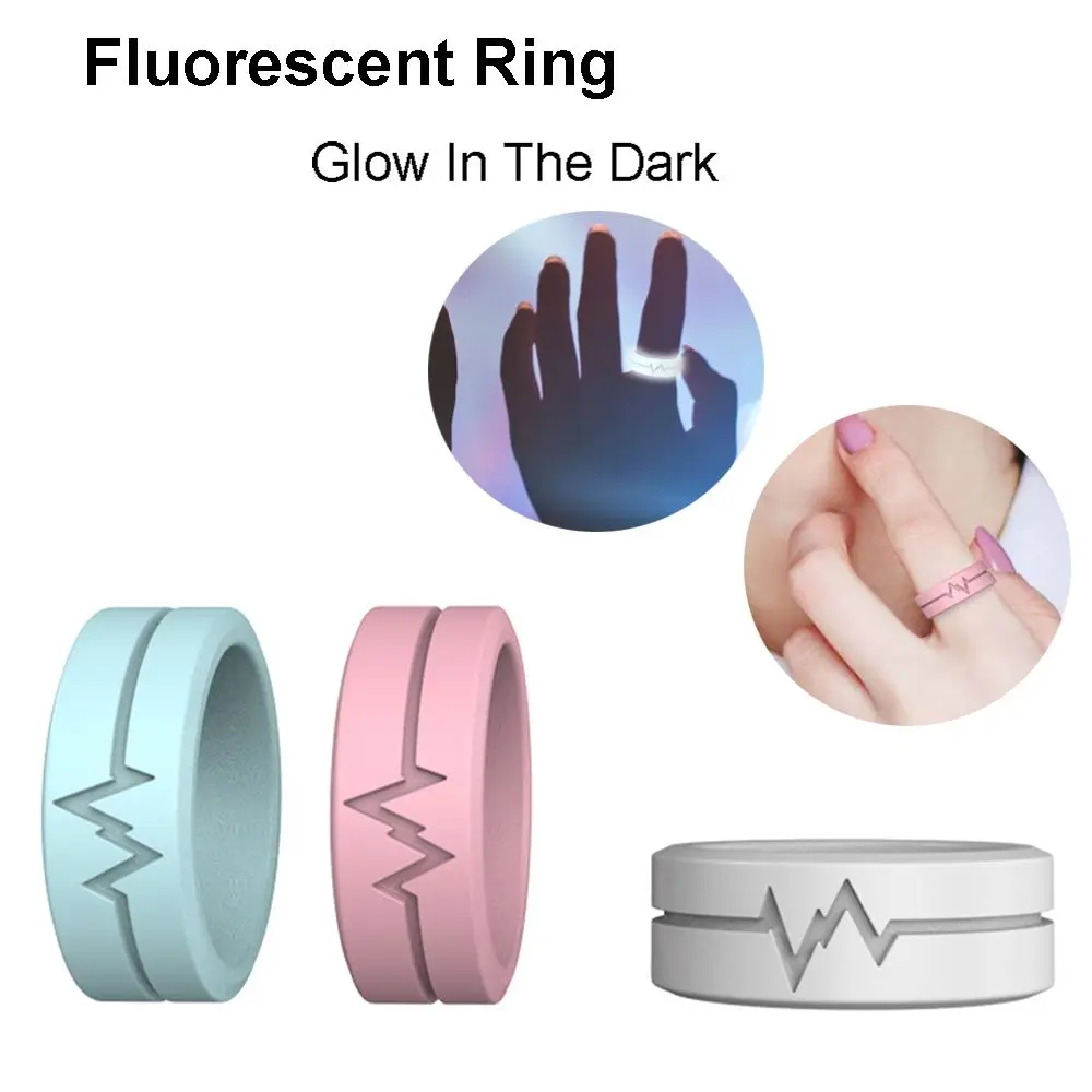 

Night Run Finger Ring Band Wedding Anniversary Luminous Silicone Ring Glow In The Dark For Men Women Fluorescent Ring