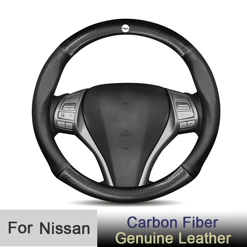 

Dedicated for Nissan Steering Wheel Cover Altima Rogue Frontier Juke Sentra Sylphy Tiida Carbon Fiber Auto Interior Accessories