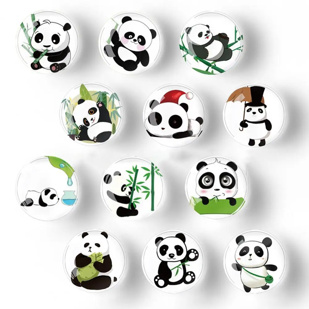 

12Pcs Whiteboard Magnet Super Absorbent Creative Glass Animal Panda Refrigerator Magnet for Household