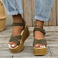 new summer women sandals fashion wedge sandals for women casual non slip peep toe platform shoes sole buckle elegant heels women