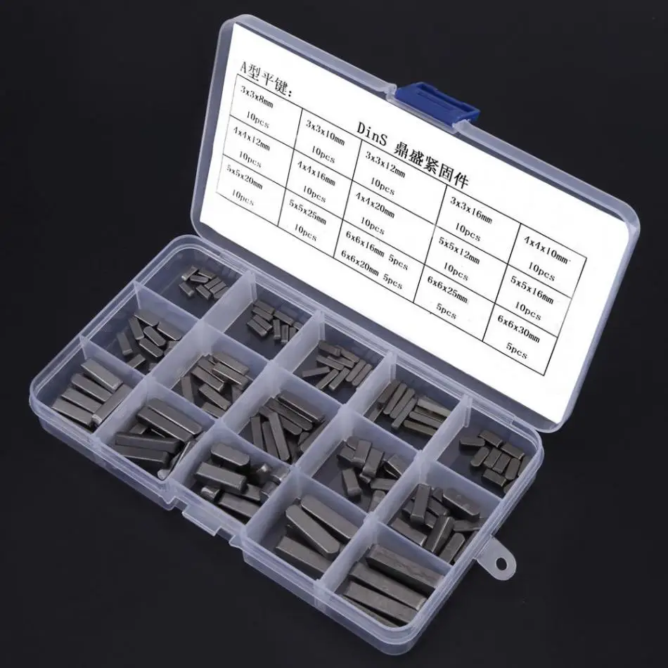 140Pcs Carbon Steel Round Ended Feather Key Parallel Drive Shaft Pin Keys Set Assortment Kit 8/10/12/16/20/25/30mm - купить по