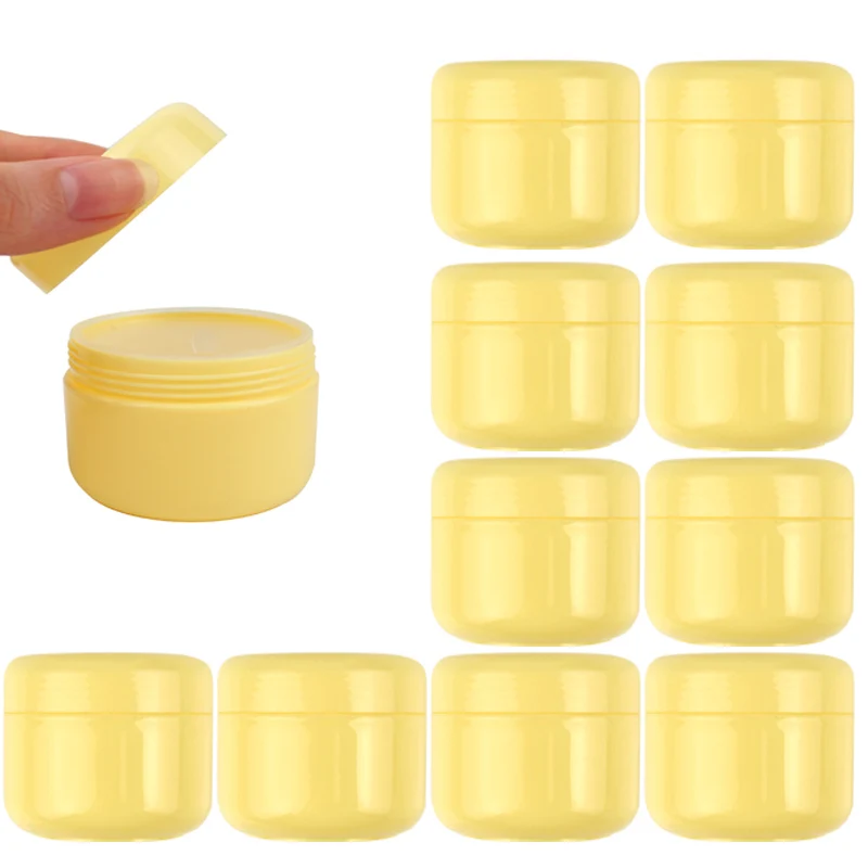 

50Pcs 10g/20g/30g/50g/100g Empty Makeup Jar Pot Yellow Refillable Sample Bottles Travel Face Cream Lotion Cosmetic Container
