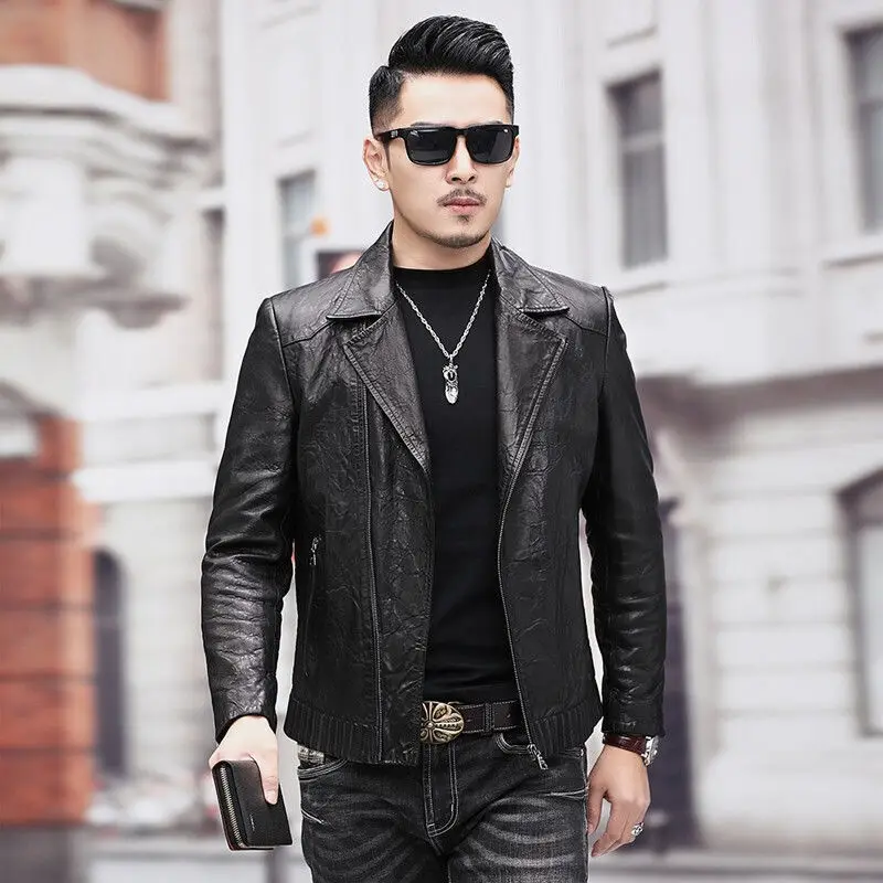 

Man Slim Genuine Leather Zipper Bomber Jacket Men Real Leather Flights Jacket Black Aviator Motorcycle Zipper Jackets Coats G124