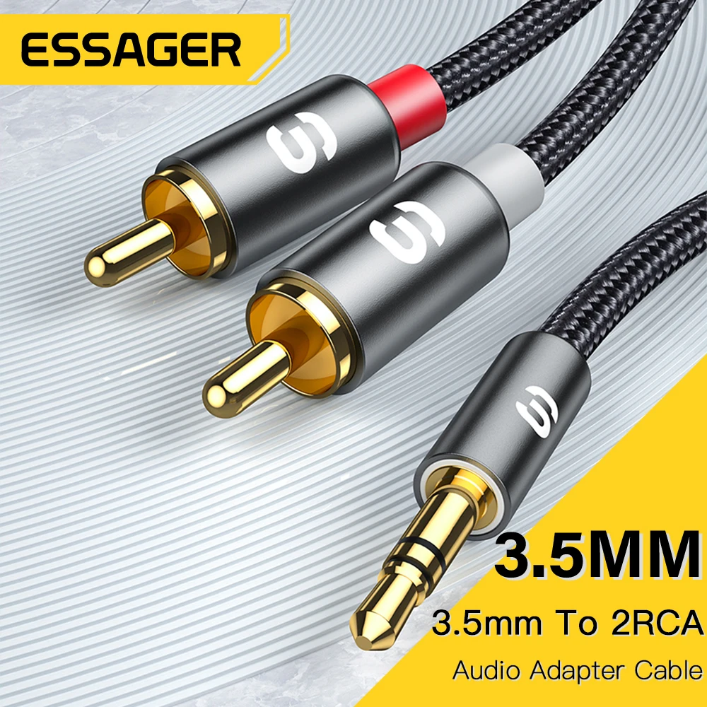 

Essager Aux Cable Speaker Wire 3.5mm Jack Audio Cable Male To Female 3.5mm to 2RCA Cable For Amplifier Audio Home Theater Wire