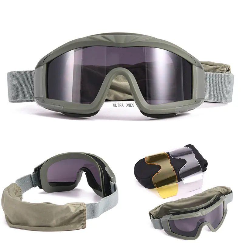 

Tactical Goggles Outdoor Hiking Hunting Shooting 3 Lens Eyewear Military Sports War Game Climbing UVA UVB Protection Glasses