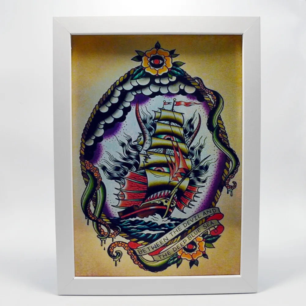 

Creative Tattoo Art Poster Wall Hanging Pictures Holographic Vinyl Sticker Wall Decor Painting for Tattoo Studio Barber Shop C4