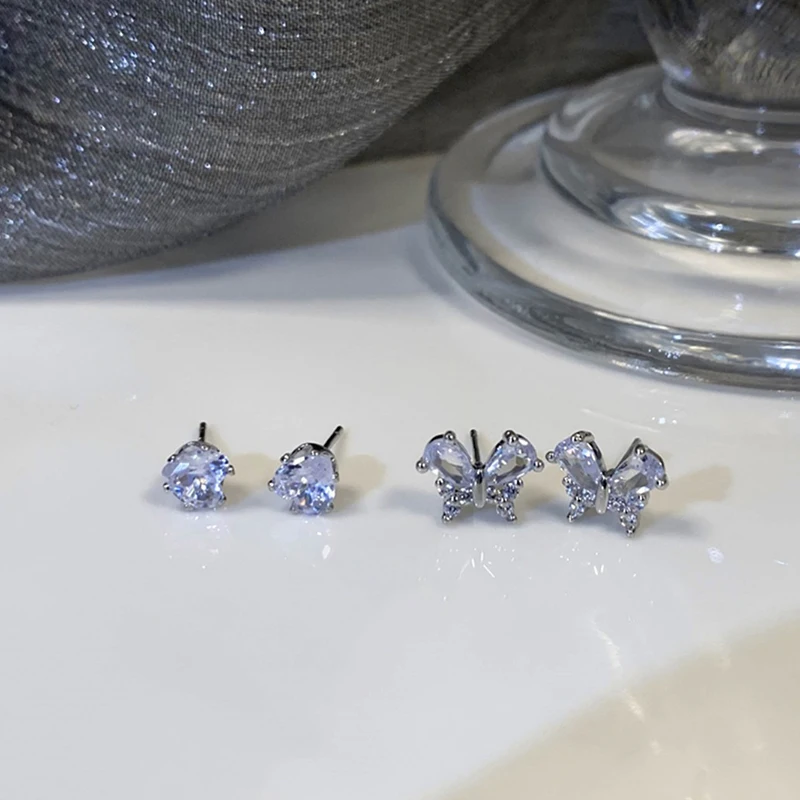 4 шт./комплект женские серьги-гвоздики в виде сердца