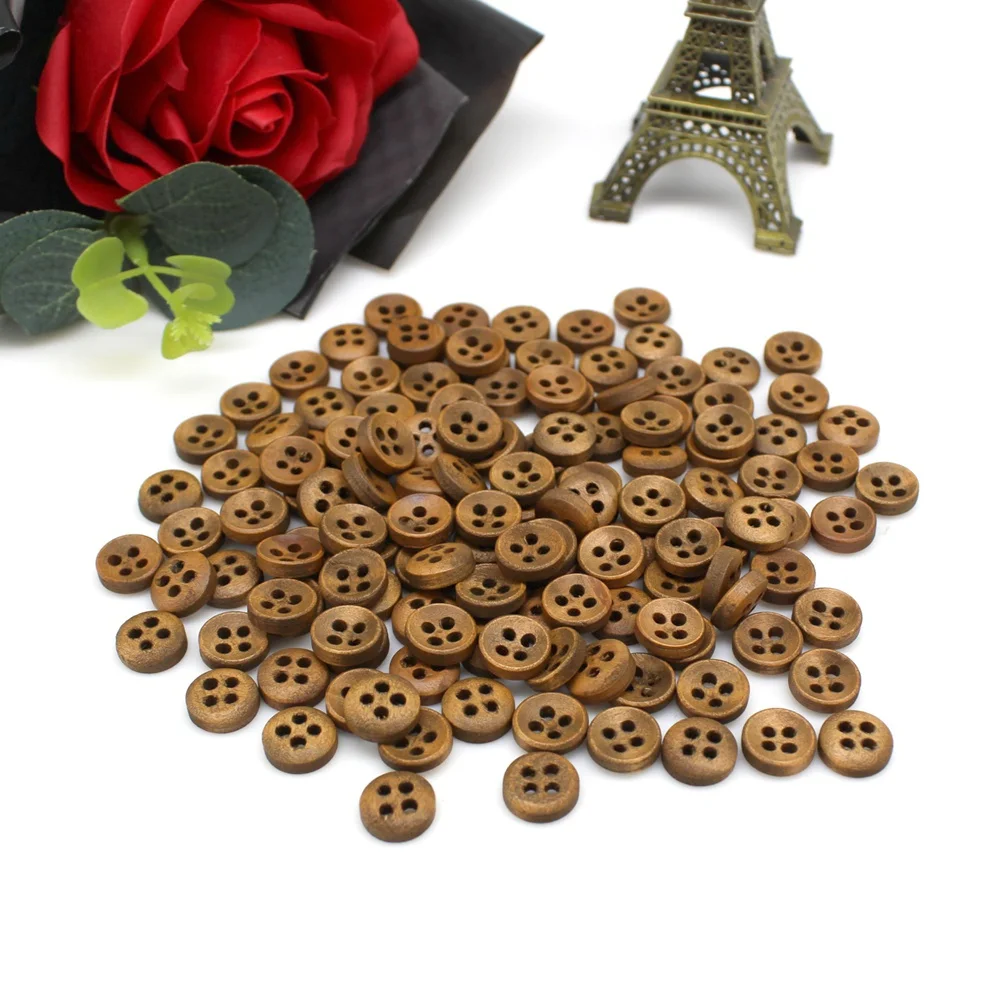 Деревянные пуговицы в стиле ретро 10 мм 100-200 шт