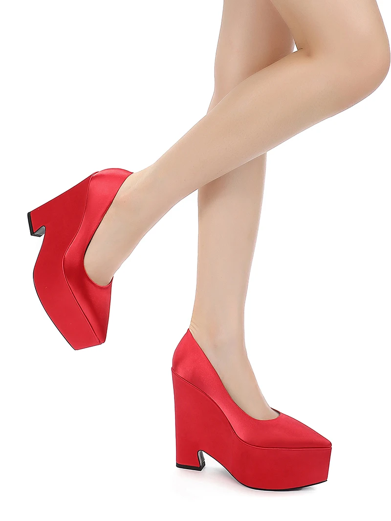 Women's High Heels Retro Single Shoe Waterproof Platform Super Thick Heel Design Pointed Shallow Cut Mary Jane Women's Shoes