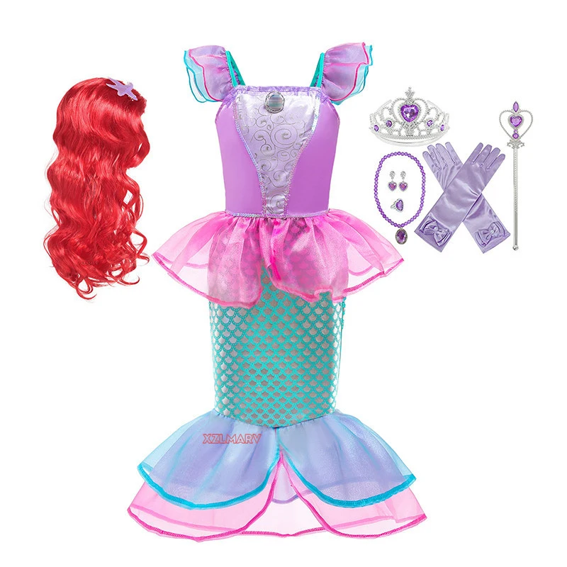 

2023 Little Mermaid Ariel Princess Costume Kids Dress For Girls Cosplay Children Carnival Birthday Party Clothes Mermaid Dress