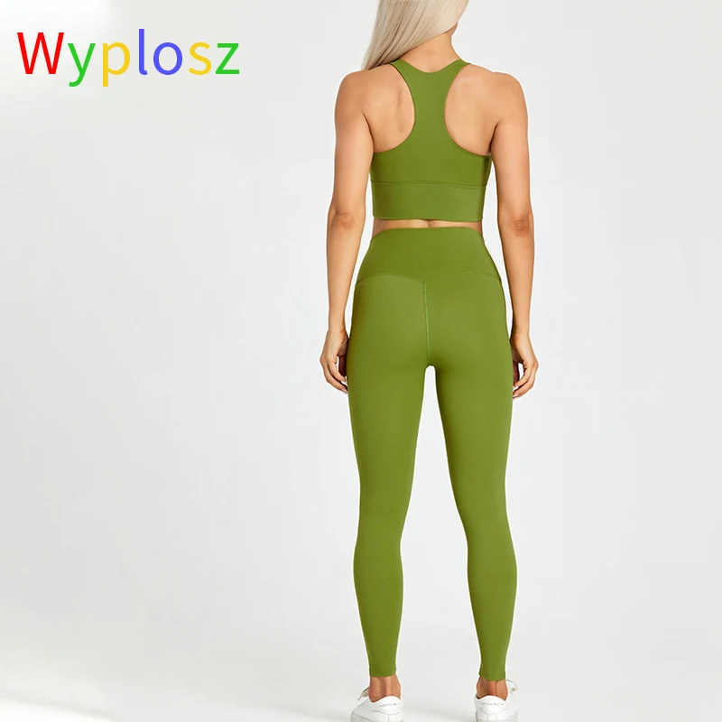 Wyplosz Yoga Sportswear Gym Clothing Women Sport Suit Fitness Tracksuit 2 Piece Set High Elasticity Quick-Drying Nude Pants Bras