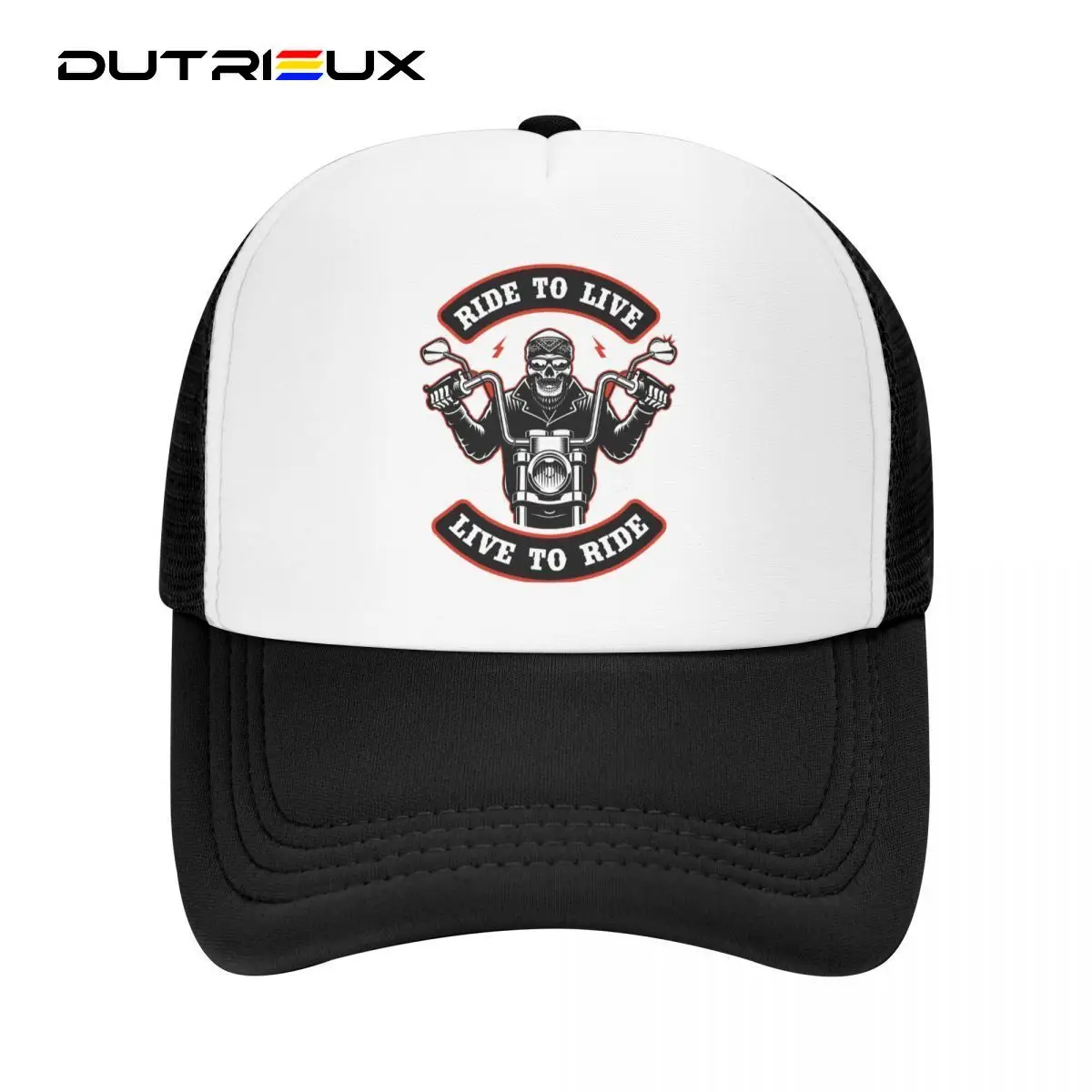 

DUTRIEUX Fashion Rockabilly Ride To Live Baseball Cap Men Women Adjustable Rock Biker Skull Hat Snapback Hats Summer Caps