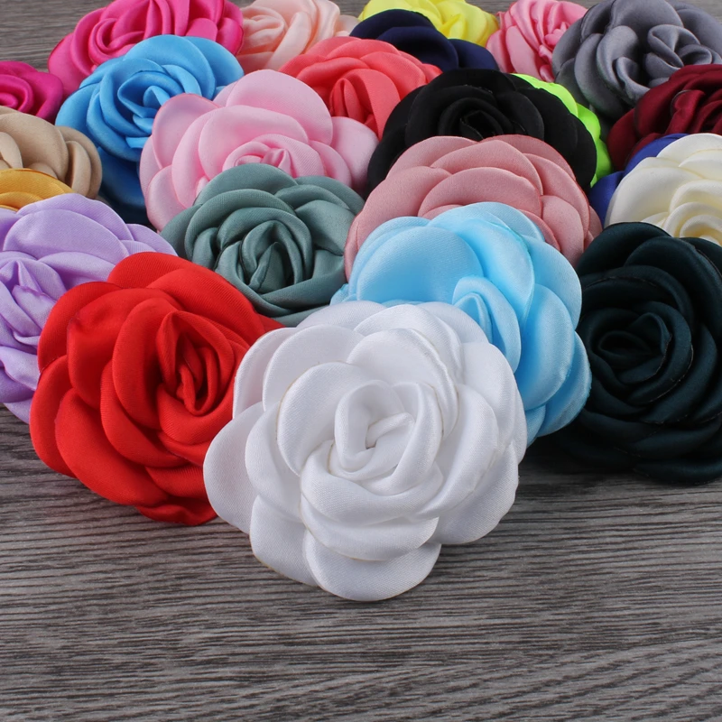 Модные Сатиновые цветы 6 см 10 шт. аксессуары для волос обжаренные Цветочные