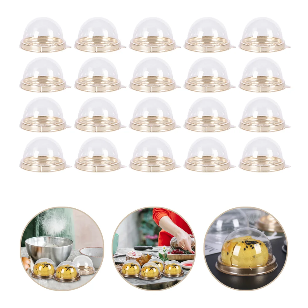 

100pcs Durable Mini Cupcake Boxes Cookie Muffin Boxes with Dome Lids for Home