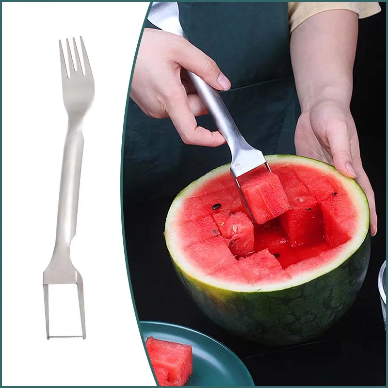 

2 In 1 Watermelon Slicer Cutter Stainless Steel Fruit Digging Spoon Melon Divider Cutter Knife Vegetable Tools Kitchen Gadgets