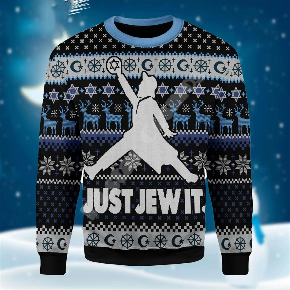 Рождественский свитер с рисунком рождественской елки Санта Клауса тату животных