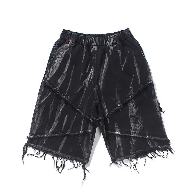 

Fashion Men Casual Shorts Available with Or Without Chain Summer Thin Polyester Shorts Male Unique Striped Print 5-point Pants