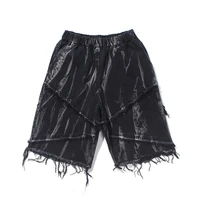 fashion men casual shorts available with or without chain summer thin polyester shorts male unique striped print 5 point pants