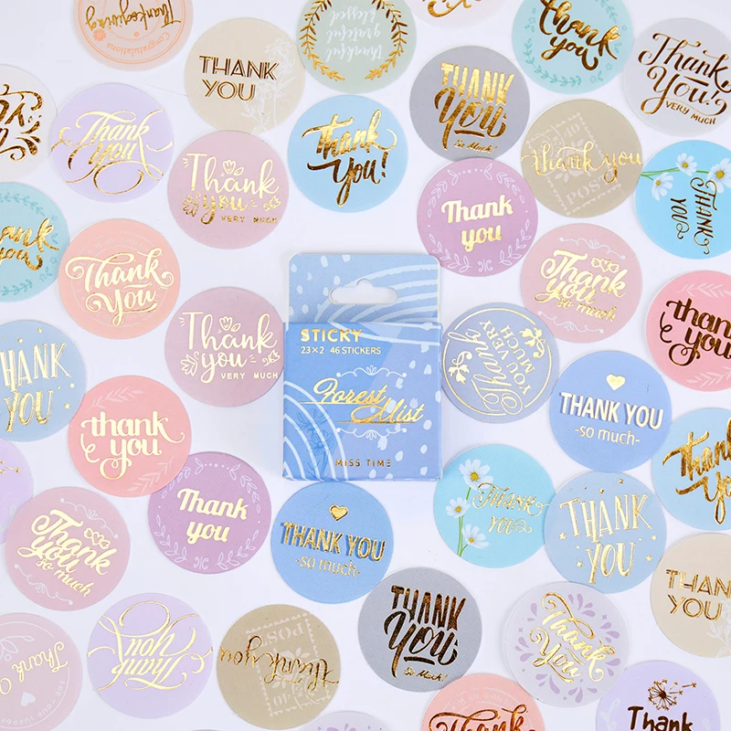 

Thank you stickers Gift Sealing Sticker 46pcs 8 Design Decorative Diary Scrapbooking Festival Birthday Party stationery Labels