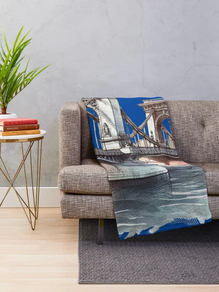 Paris Leopold Sedar Senghor Bridge Sketch пледы декоративные одеяла для кемпинга