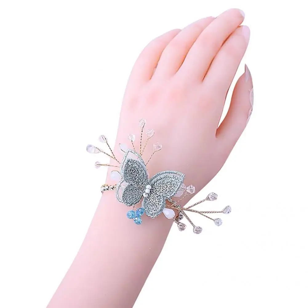 

Attractive Wrist Flower Bracelet Romantic Fine Workmanship Wrist Corsage Artificial Butterfly Wrist Corsage Flower