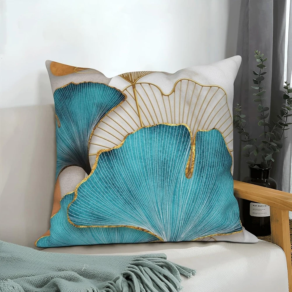 

Декоративная наволочка Blue Gold Ginkgo Leaf 40x40 см