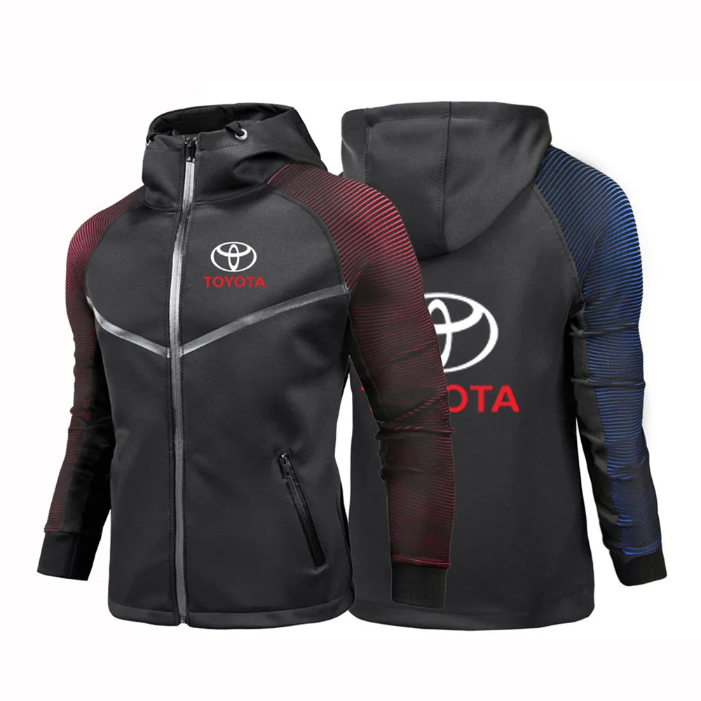 

2022 Toyota Logo Fitness Zipper Jackets Customize Racing Suits Men's Cotton Print Hip Hop Rainproof Coat Hoodies Punk Top