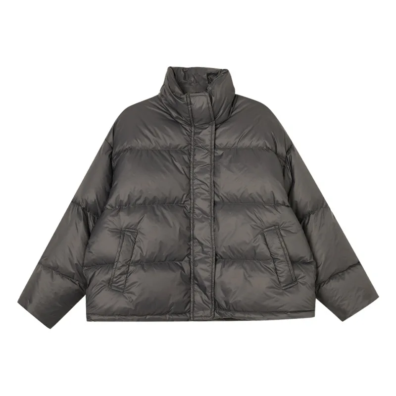 Short Down Coat Jacket Women Stand Collar Jackets 90% White Duck Thick Winter Loose Coats Khaki Apricot Overcoat Warm Clothes