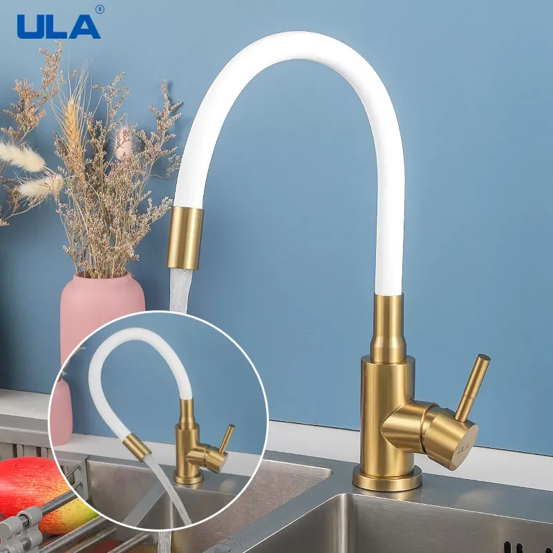 

Kitchen Faucet Golden Base Kitchen Sink Faucet Stainless Steel Kitchen Faucet Hot Cold Water Sink Mixer Tap White Hose