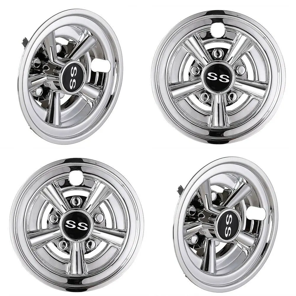 4pcs Chrome Finish Golf Cart Wheel Covers Easy to install