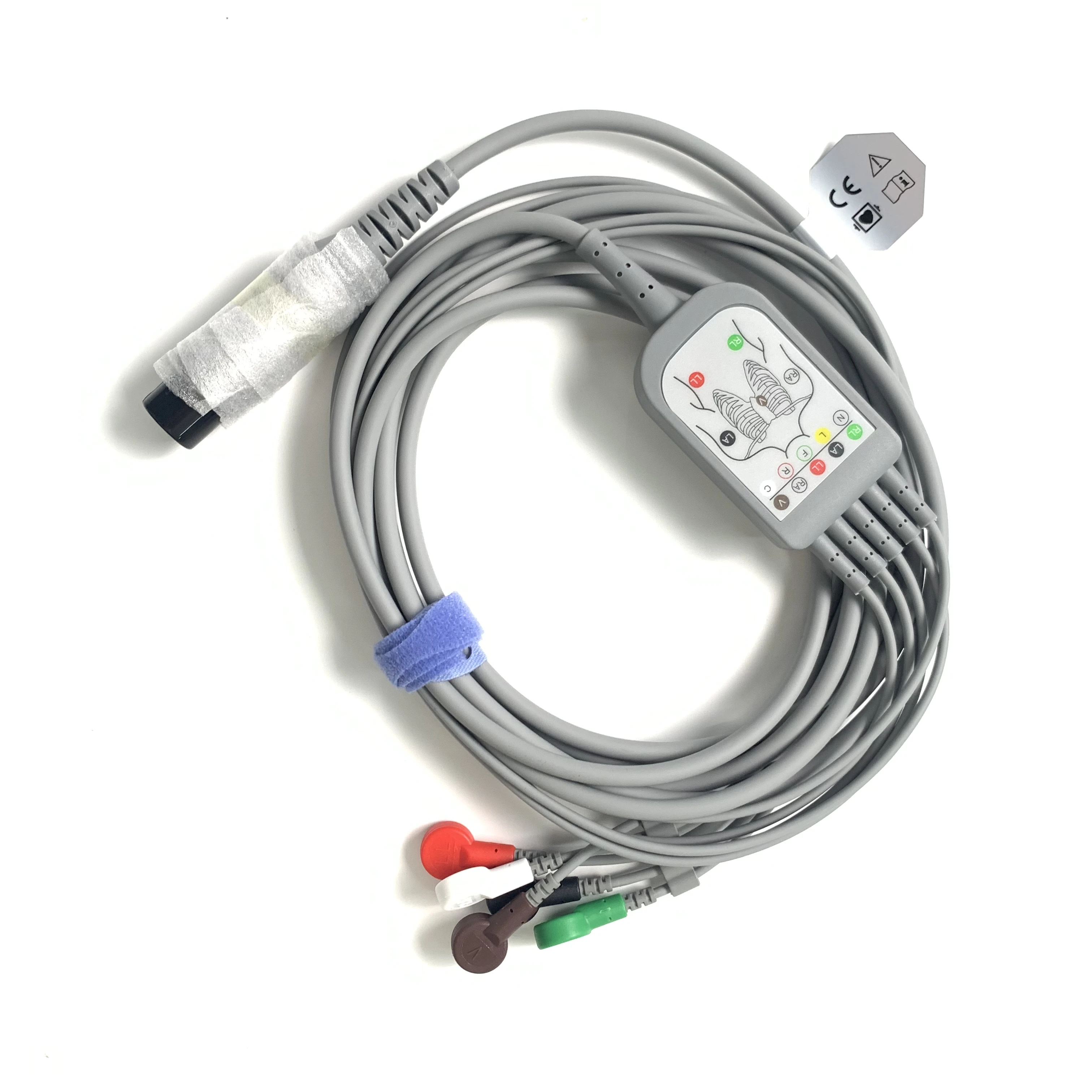Edan EC05DASO61 ECG Cable 5-Lead 6-Pin, Defib, Snap, Aha, 3.4m Reusable (New Original)