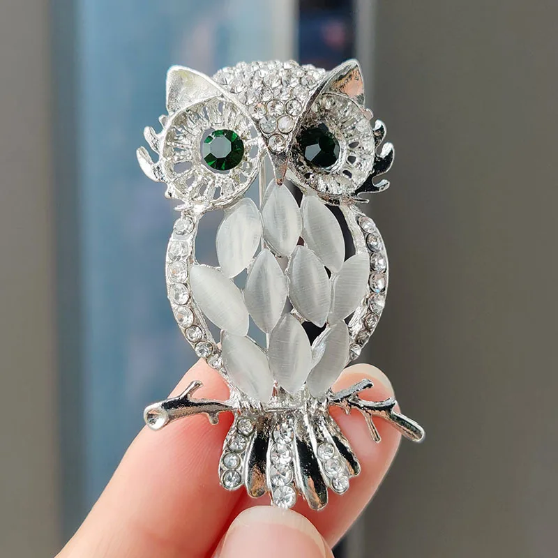 

Trendy Sparkling Crystal Owl Brooches Opal Stone Animal Bird Brooch Pin for Women Party Office Suit Clothing Buckle Jewelry Gift