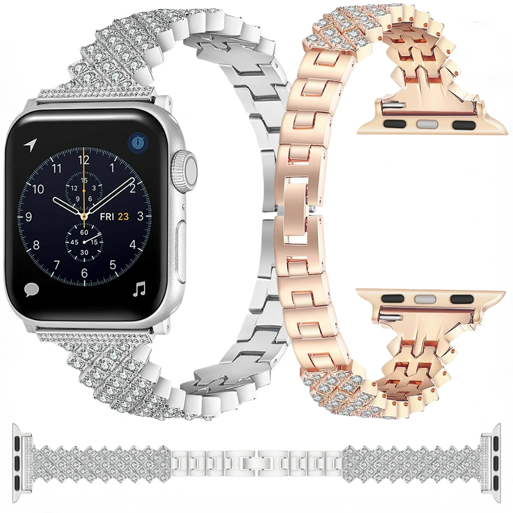 

Diamond Bracelet For Apple Watch Band 44mm 40mm 45mm 41mm 42mm 38mm 49mm Metal wristband iWatch Series Ultra 8 7 6 5 4 3 SE Band