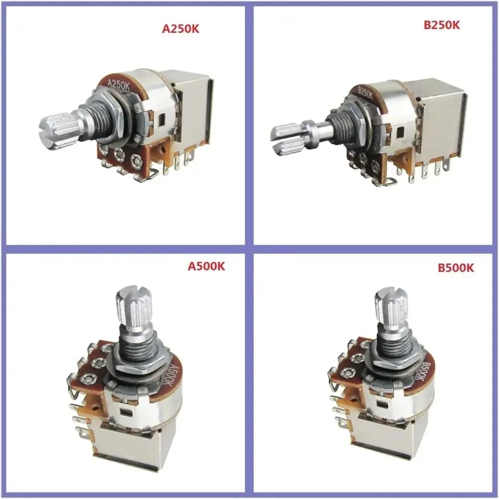 2 шт. гитарные потенциометры с коротким валом двухтактные 250 К или 500 для гитарных