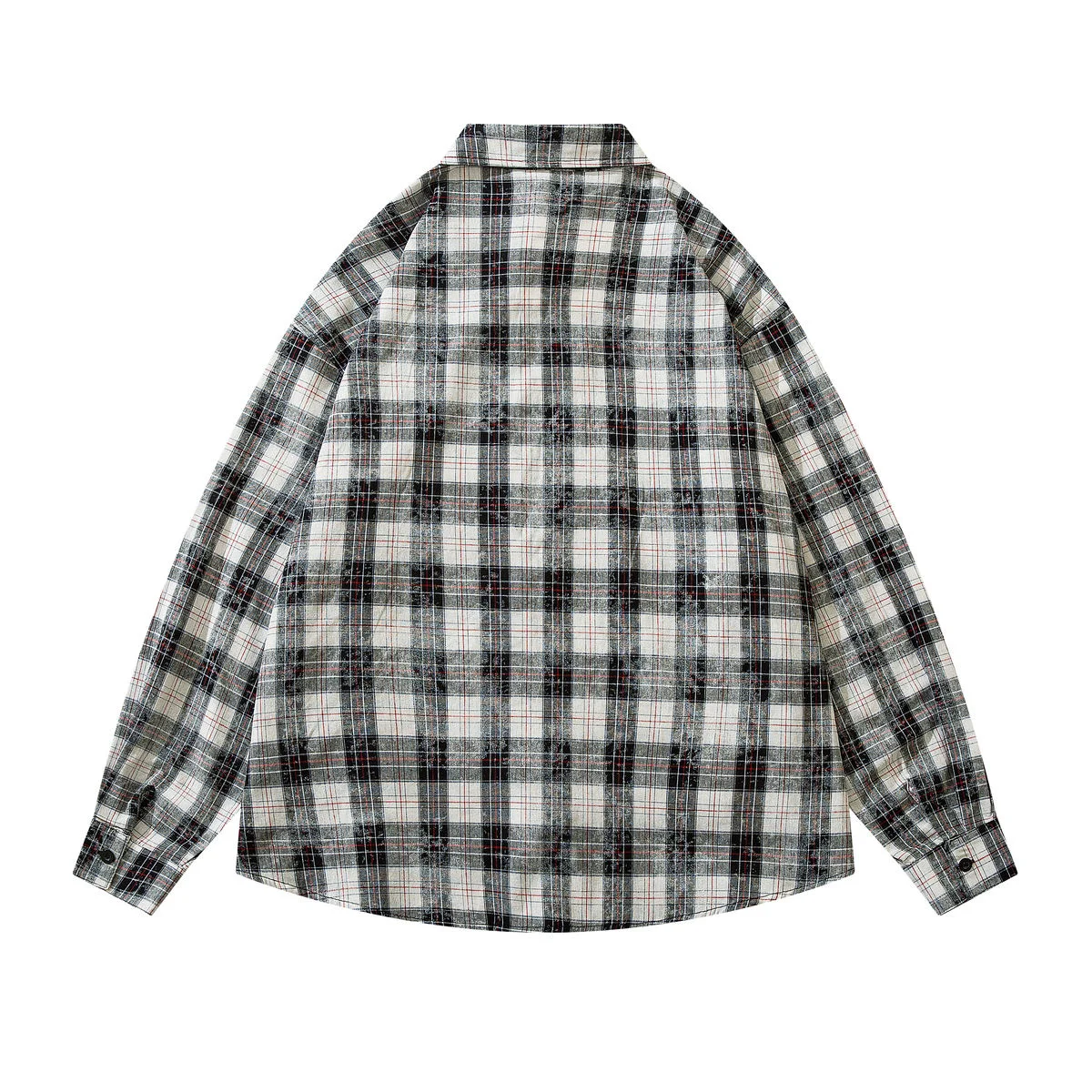 2022 Men Plaid Shirt Hip Hop Streetwear Oversize Shirt Embroidery Harajuku Shirt Long Sleeve Retro Checkered Flannel Shirt Loose