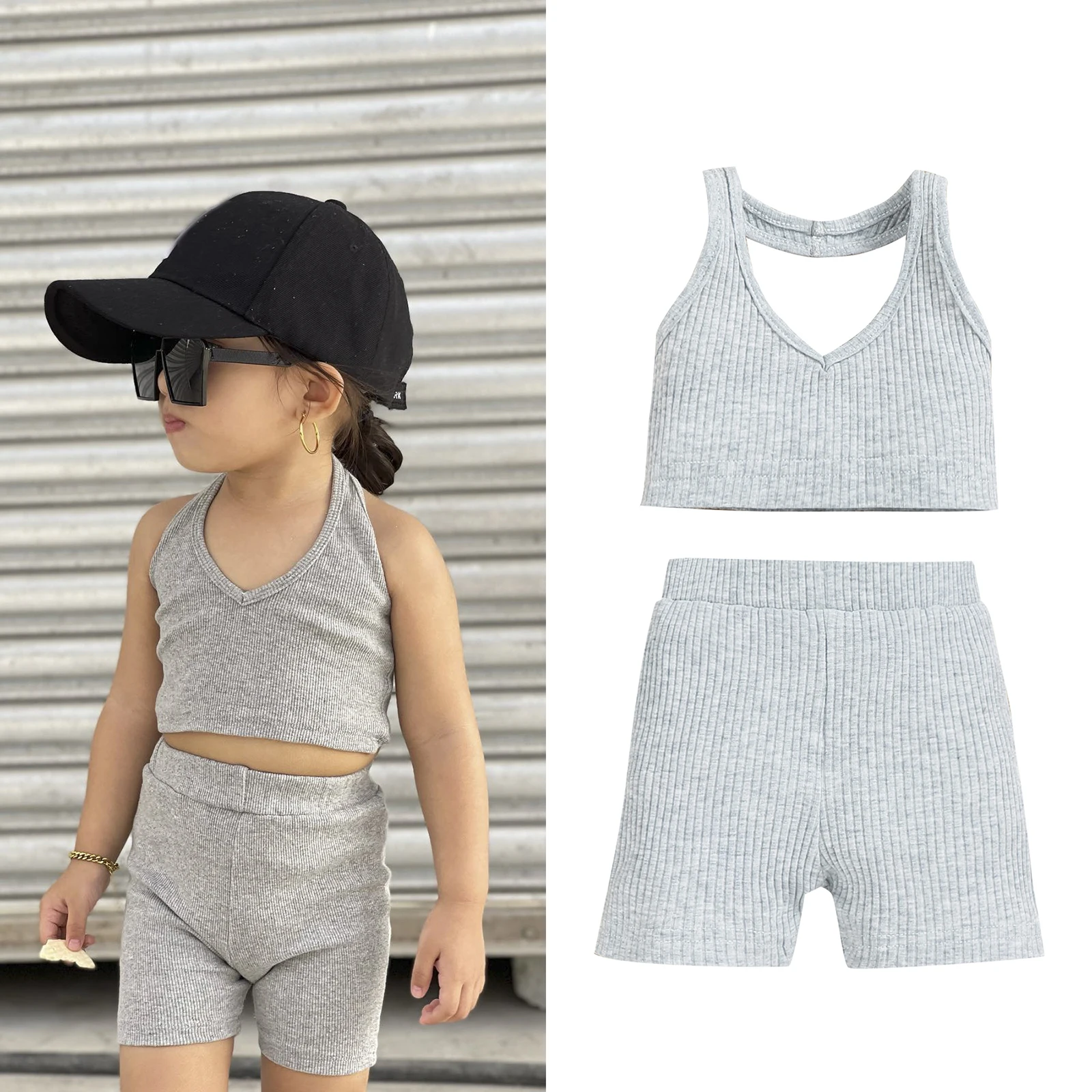 

Комплект одежды Lioraitiin для девочек 0-3 лет, 2022-05-19, модный топ, шорты, однотонная одежда с эластичным поясом