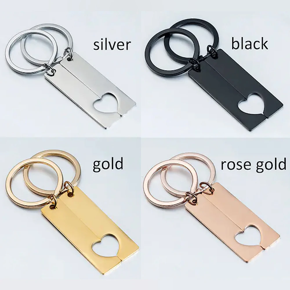 Pair Couples Anniversary Custom Keyring Personalized Name Digital Carving Stainless Steel Custom Keyring Valentine's Day Gift