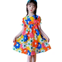 summer girls dress new arrival flower dress floral pattern short sleeved princess dresss baby kids childrens clothing 4 13years