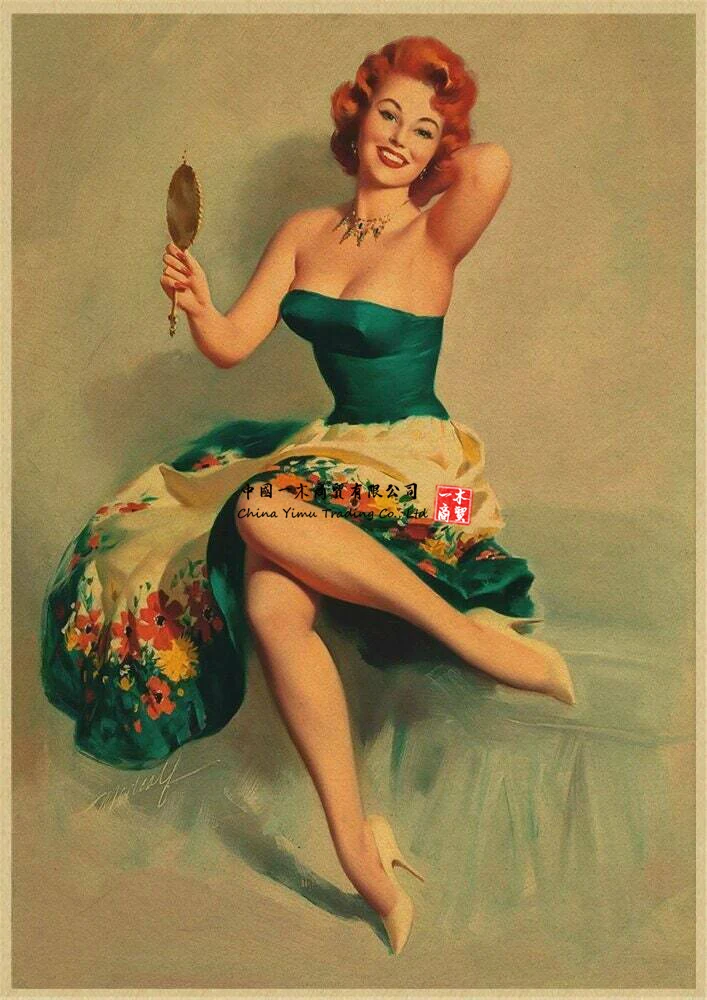 

Classic Poster Bar Cafe Living jeep willys Pinup Girl Woman Risqe Vintage Retro War Photo WW2