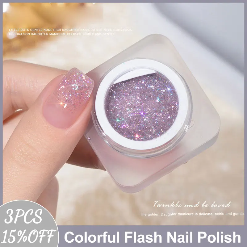 

MISSGOOEY 8color/set Heart of The Ocean Canning Colorful Glitter Piece Gel Nail Polish 5ml Nail Phototherapy Glue Flash Nail Gel