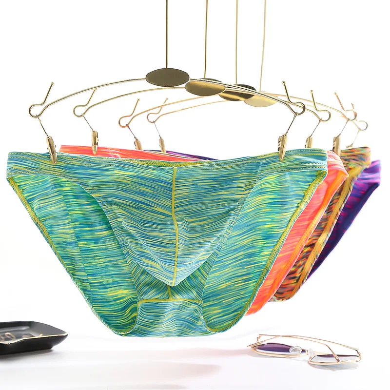 

Men Underwear 10 Colors Ice Silk Briefs Sexy Transparent Underwear Silky Lace Quick-Drying Silk Underwear Men Size From M-2XL