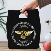 thermal lunch bag men and women bag canvas eco cooler bag be kind bee print tote shopper travel bags for girls canvas handlebags
