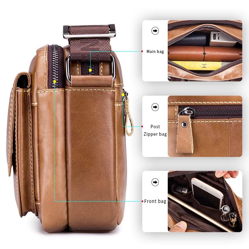 First layer cowhide youth men's street casual bag Japan and South Korea ipad flat leather shoulder messenger bag