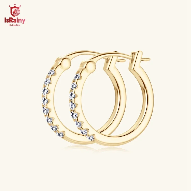 Серьги-кольца женские круглые из серебра 925 пробы с муассанитом 1 мм