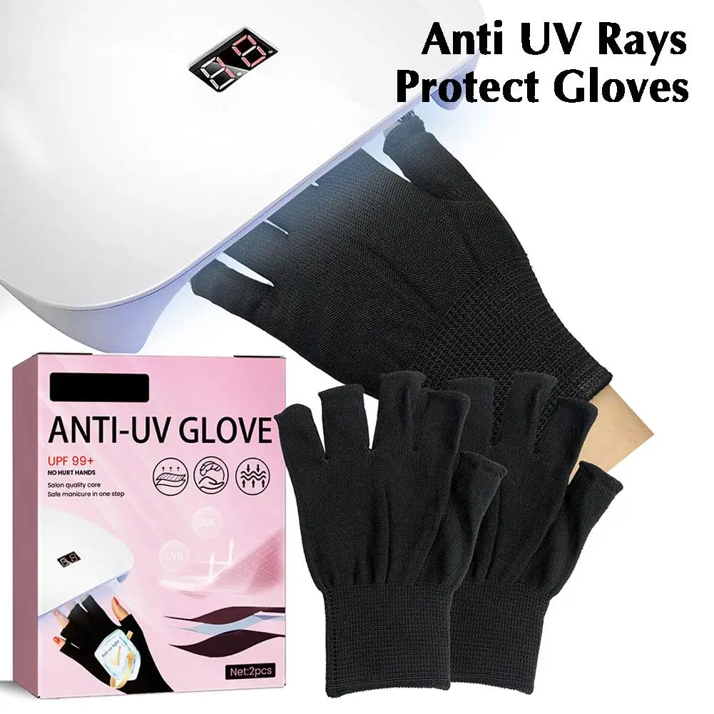 

1 пара черные защитные перчатки против УФ-лучей перчатки для ногтей УФ-перчатка для защиты светодиодные инструменты лампа для дизайна маникюра радиация Na B8D0
