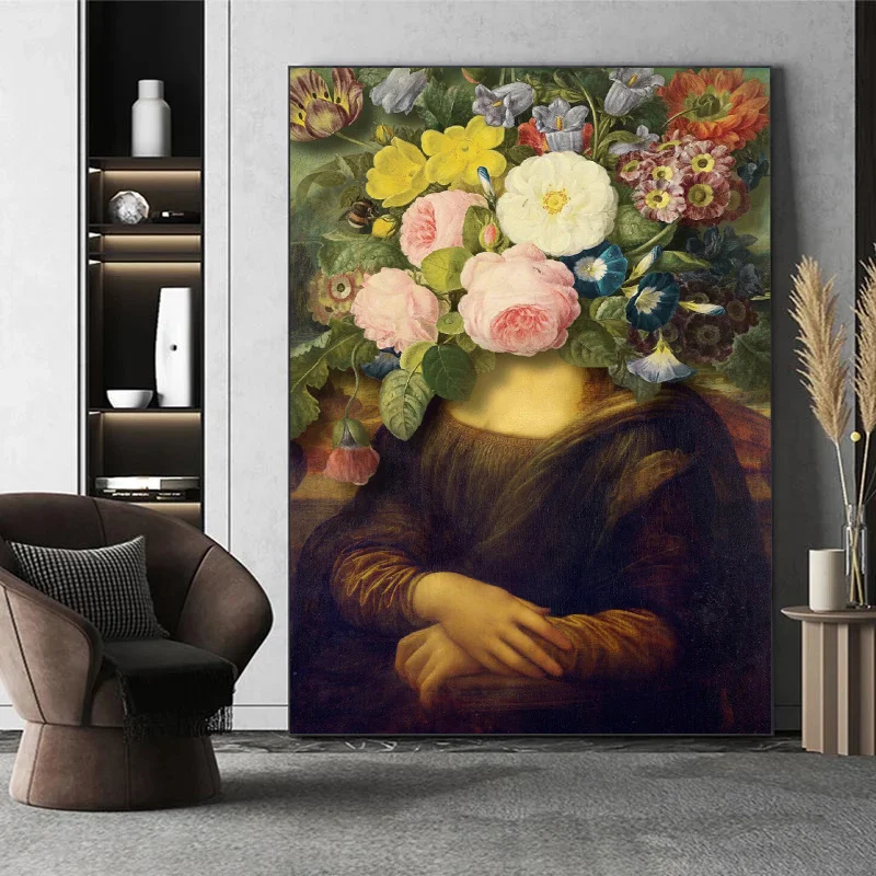 

Vintage Famous Oil Painting Character with Flowers Canvas Posters Prints Wall Art Canvas Painting Pictures for Home Decor Mural