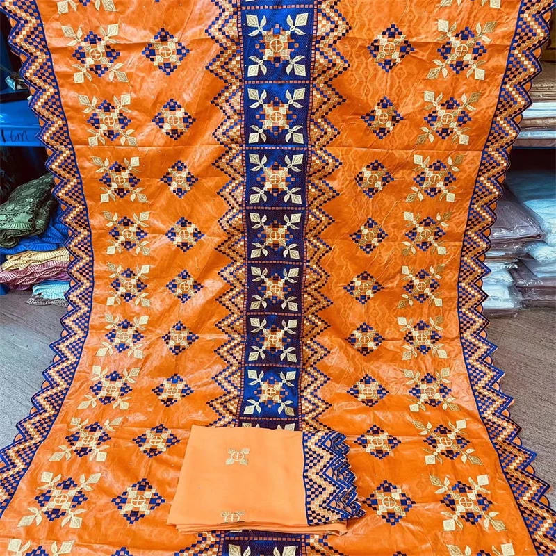 

5 + 2 ярда, хлопчатобумажная ткань с вышивкой в африканском стиле